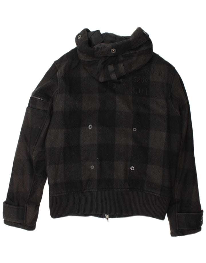 Ανδρικό μπουφάν με κουκούλα G-Star UK 40 Large Black Check Wool