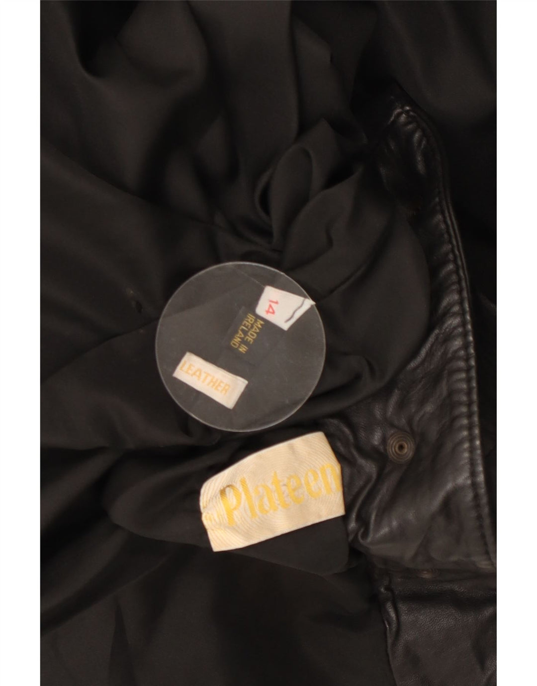 VINTAGE Γυναικείο Δερμάτινο Μπουφάν UK 14 Μεγάλο Δερμάτινο Μαύρο