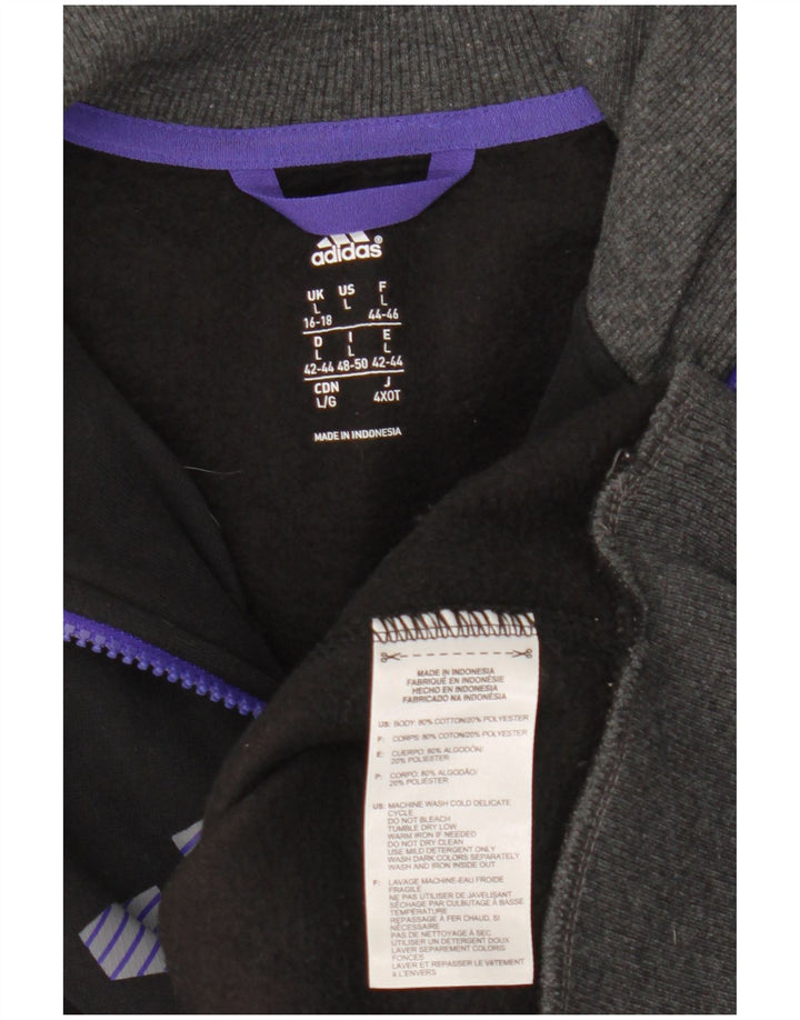 Γυναικείο φούτερ ADIDAS με φερμουάρ με λαιμόκοψη Jumper UK 16/18 μεγάλο μαύρο