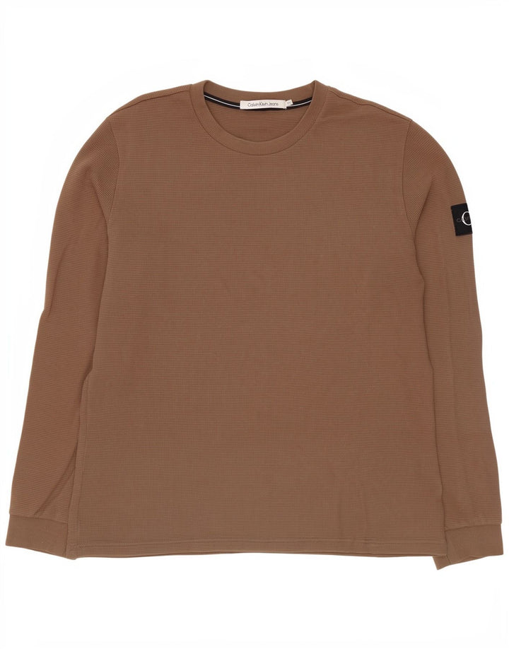 Calvin Klein Ανδρικό μακρυμάνικο μπλουζάκι 2XL καφέ βαμβακερό