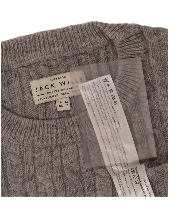 Γυναικείο πουλόβερ με λαιμόκοψη JACK WILLS Crop Crop UK 12 μεσαίο γκρι μαλλί