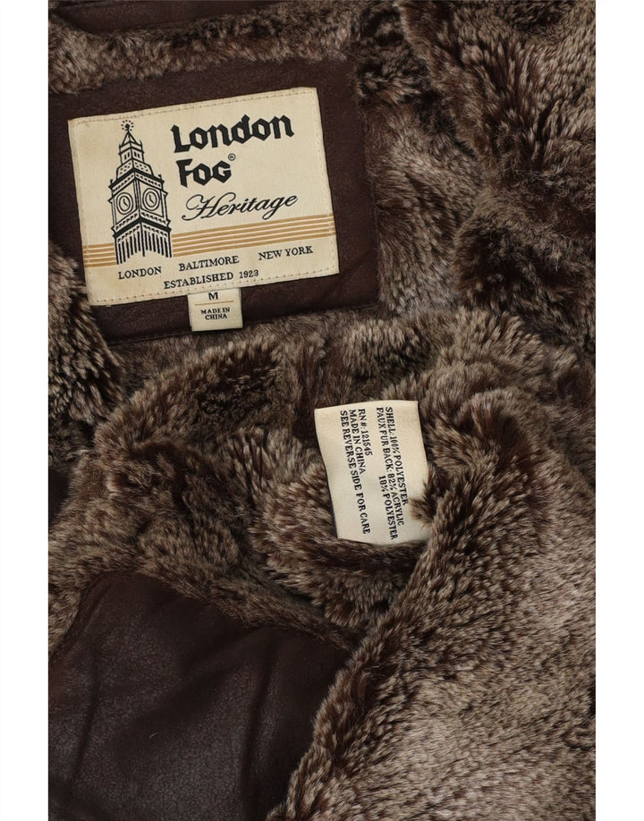 London Fog Mens Heritage Sherpa Jacket UK 38 Medium Brown Acrylic