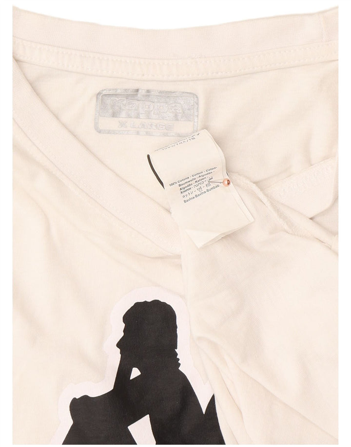 KAPPA Ανδρικό γραφικό T-Shirt Top XL Λευκό βαμβακερό