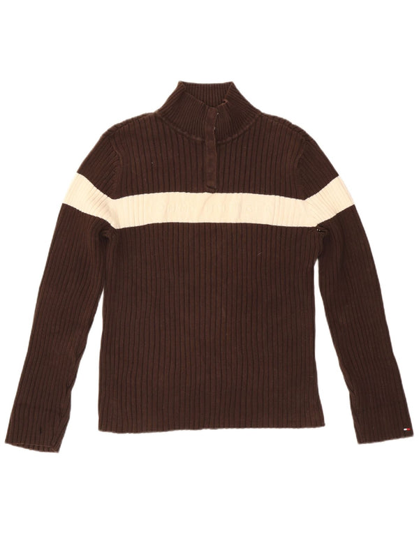 TOMMY HILFIGER Γυναικείο πουλόβερ με κουμπιά λαιμόκοψη UK 18 XL καφέ