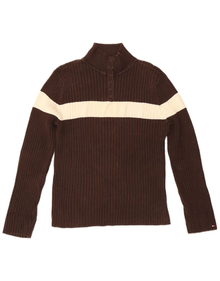 TOMMY HILFIGER Γυναικείο πουλόβερ με κουμπιά λαιμόκοψη UK 18 XL καφέ