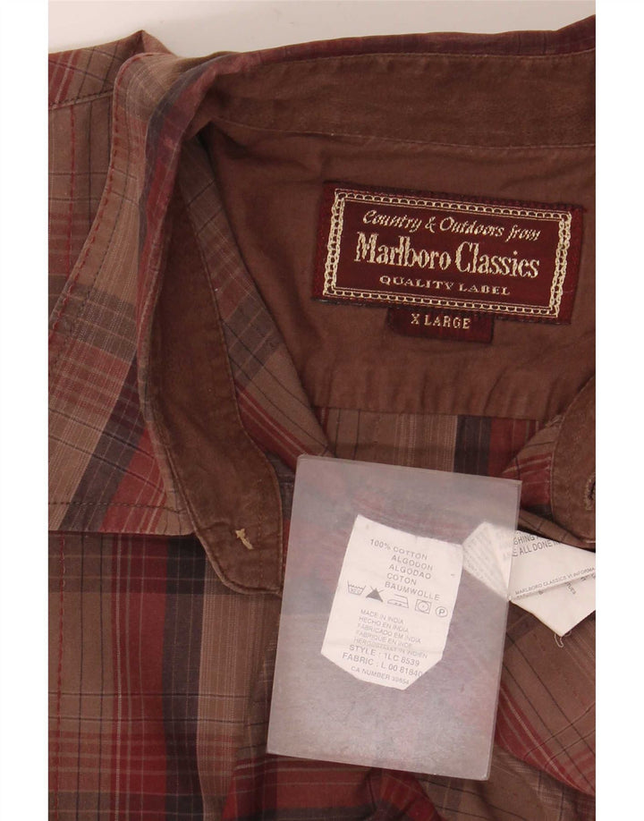Ανδρικό πουκάμισο Marlboro Classics XL Καφέ βαμβακερό καρό
