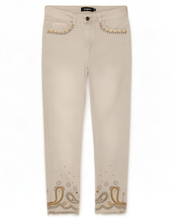 Desigual γυναικείο ίσιο τζιν EU 38 Medium W30 L28 Beige Paisley Cotton