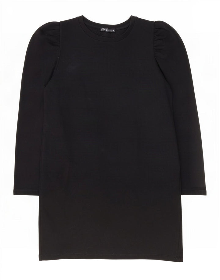 Zara Γυναικείο μακρυμάνικο φόρεμα Shift UK 14 Μεσαίο μαύρο βαμβακερό
