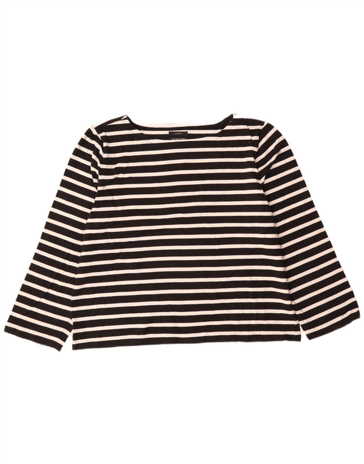 J. CREW Γυναικείο Κλασικό Μπλουζάκι 3/4 Μανίκι UK 18 XL Μαύρο ριγέ βαμβακερό