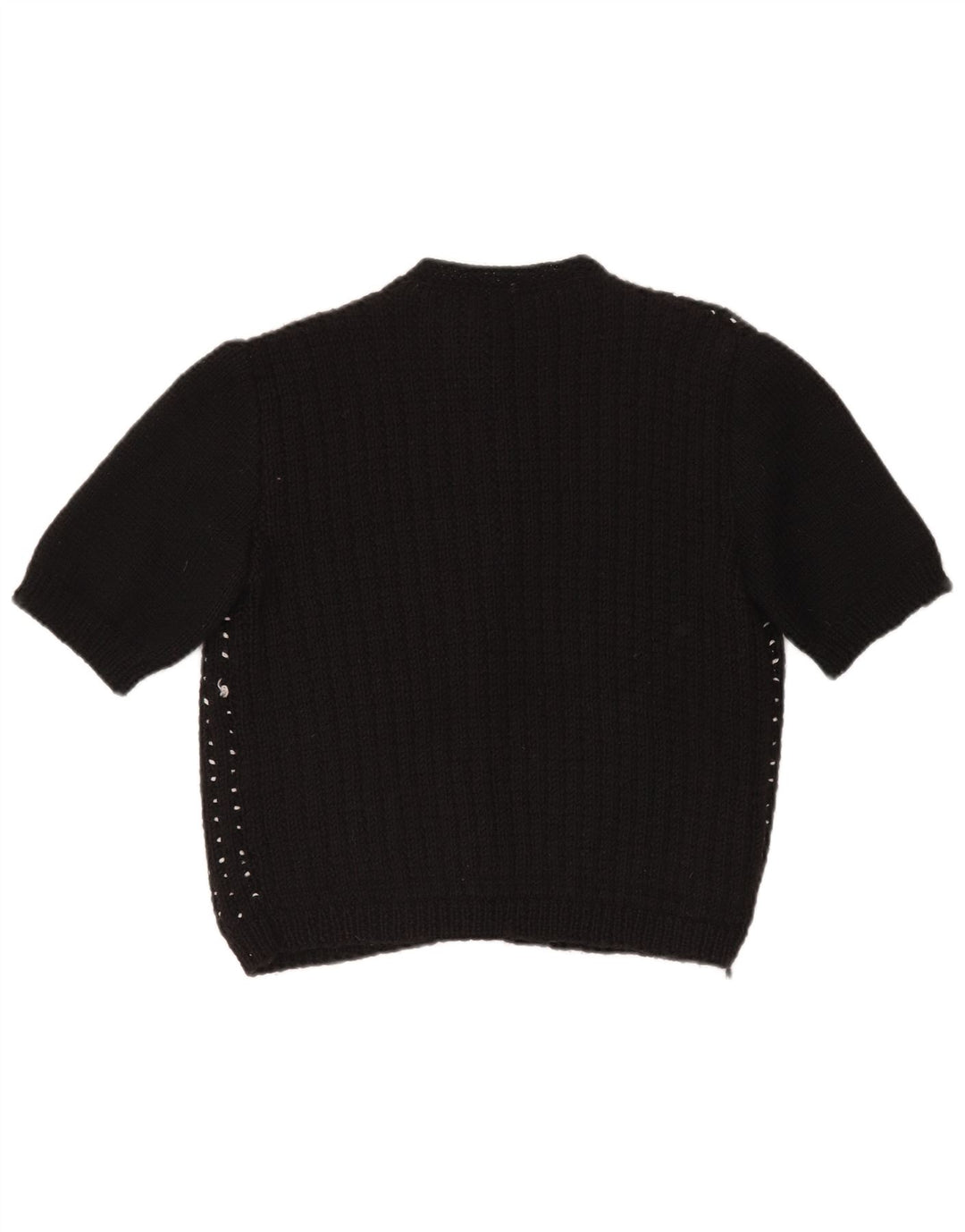 VINTAGE Γυναικείο πουλόβερ Crop Cardigan UK 14 Large Black Spotted