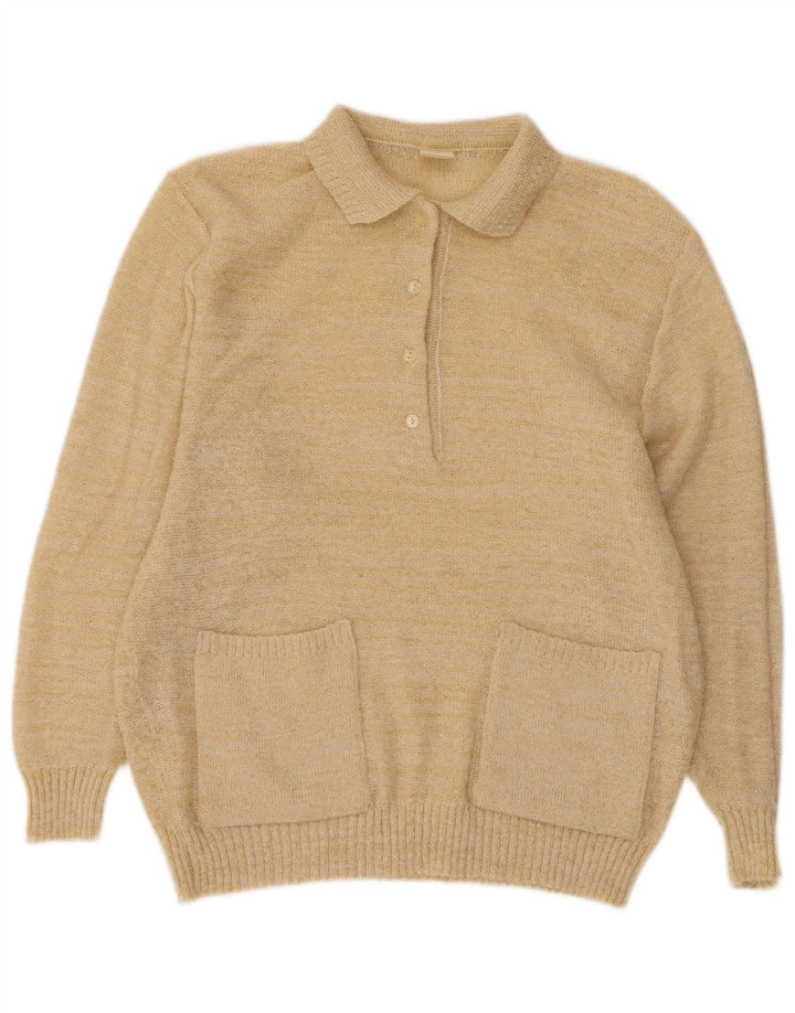 Vintage γυναικείο πουλόβερ πόλο με λαιμόκοψη EU 40 Medium Beige