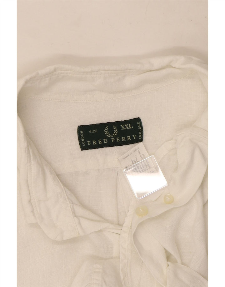 Fred Perry Ανδρικό Πουκάμισο 2XL Λευκό Λινό