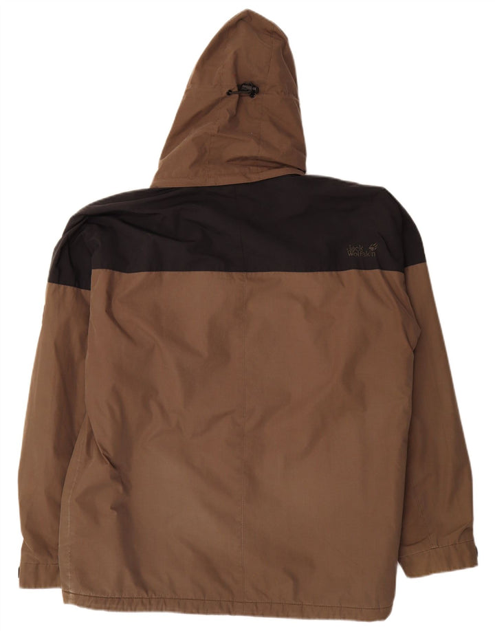 Ανδρικό Jack Wolfskin με κουκούλα αντιανεμικό μπουφάν UK 38 Medium Brown Colourblock