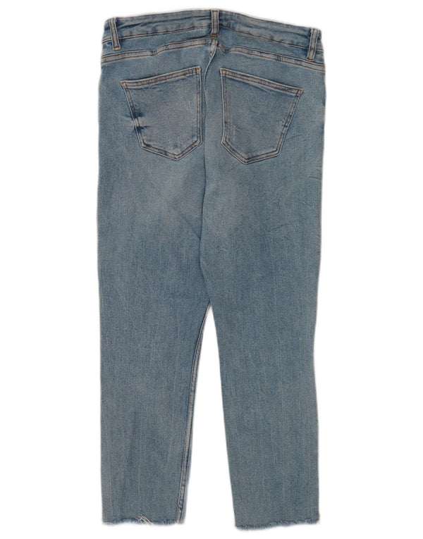 ZARA Womens Distressed Cropped Jeans EU 40 Medium W30 L23 Blue