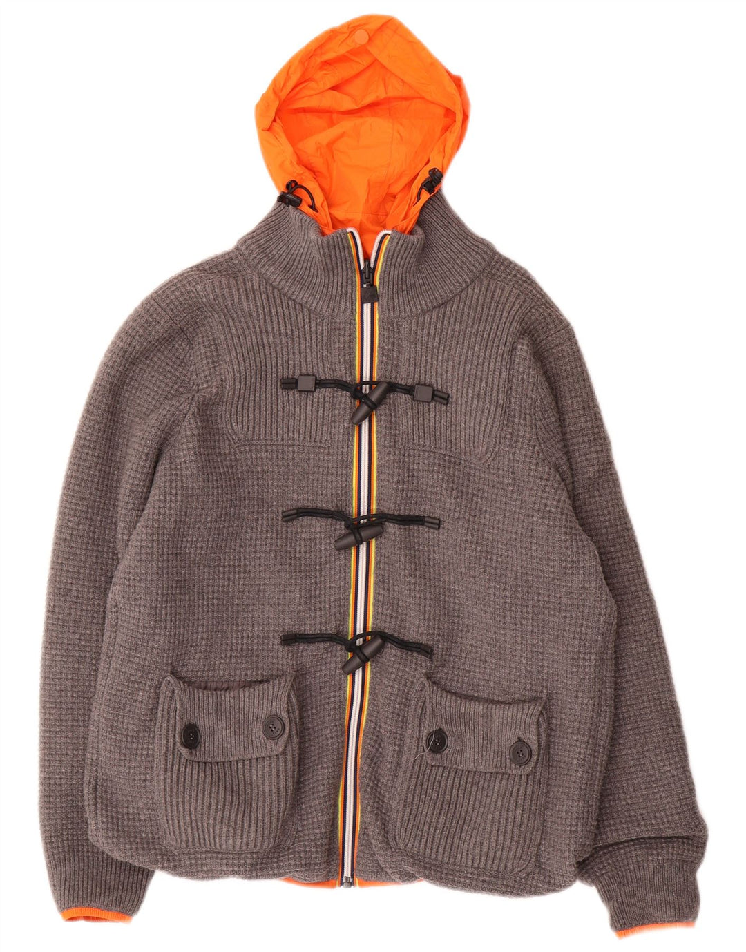 K-WAY Ανδρικό αναστρέψιμο μπουφάν με κουκούλα UK 36 Small Grey Polyamide