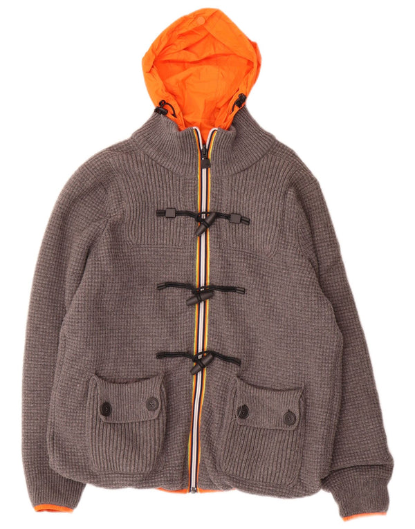 K-WAY Ανδρικό αναστρέψιμο μπουφάν με κουκούλα UK 36 Small Grey Polyamide