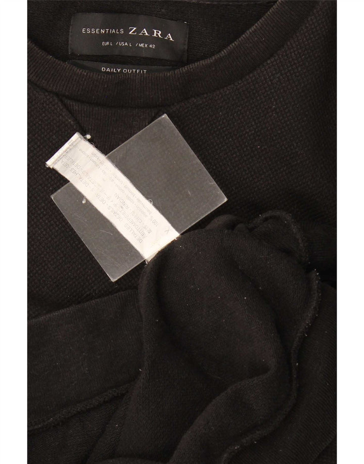 Zara Ανδρικό Φούτερ Jumper Μεγάλο Μαύρο Βαμβακερό