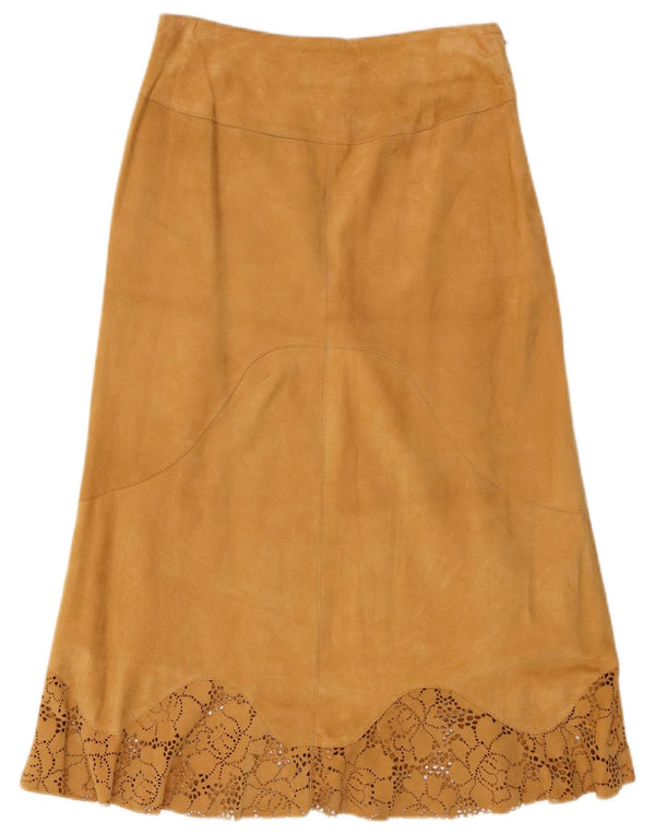 Vintage Γυναικεία Suede Φούστα W26 Small Beige Floral