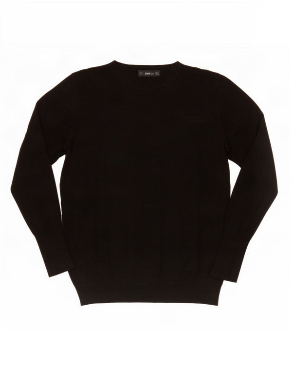 Zara Γυναικείο πουλόβερ με λαιμόκοψη UK 12 Medium Μαύρο