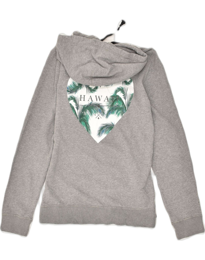 HURLEY Womens Graphic Zip Hoodie Sweater UK 10 Small Grey Cotton | Vintage Hurley | Thrift | Second-Hand Hurley | Used Clothing | Messina Hembry 