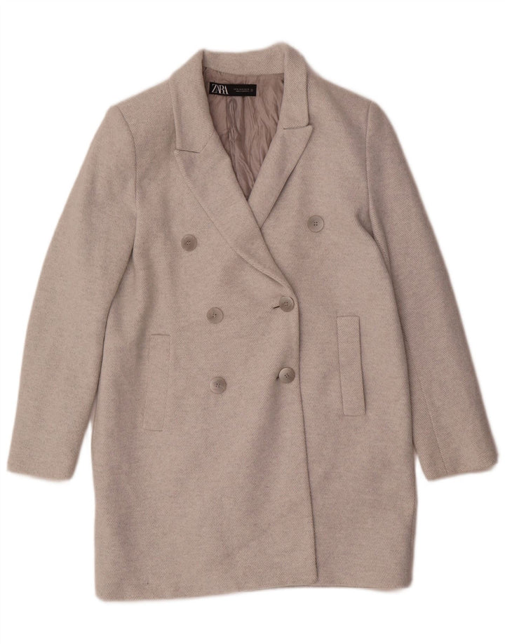 Zara Γυναικείο Παλτό με διπλό στήθος UK 14 Medium Grey Polyester