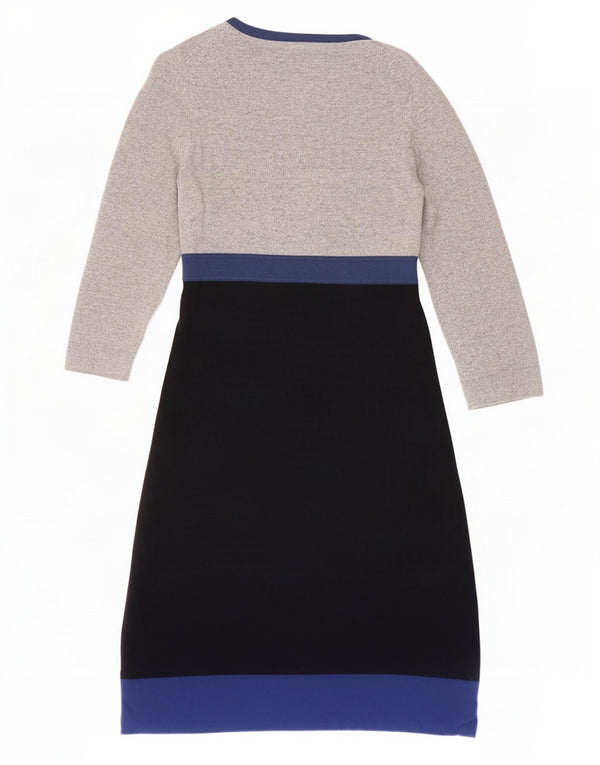 Boden Womens 3/4 Sleeve Jumper Dress UK 10 Small Grey Colourblock Cotton