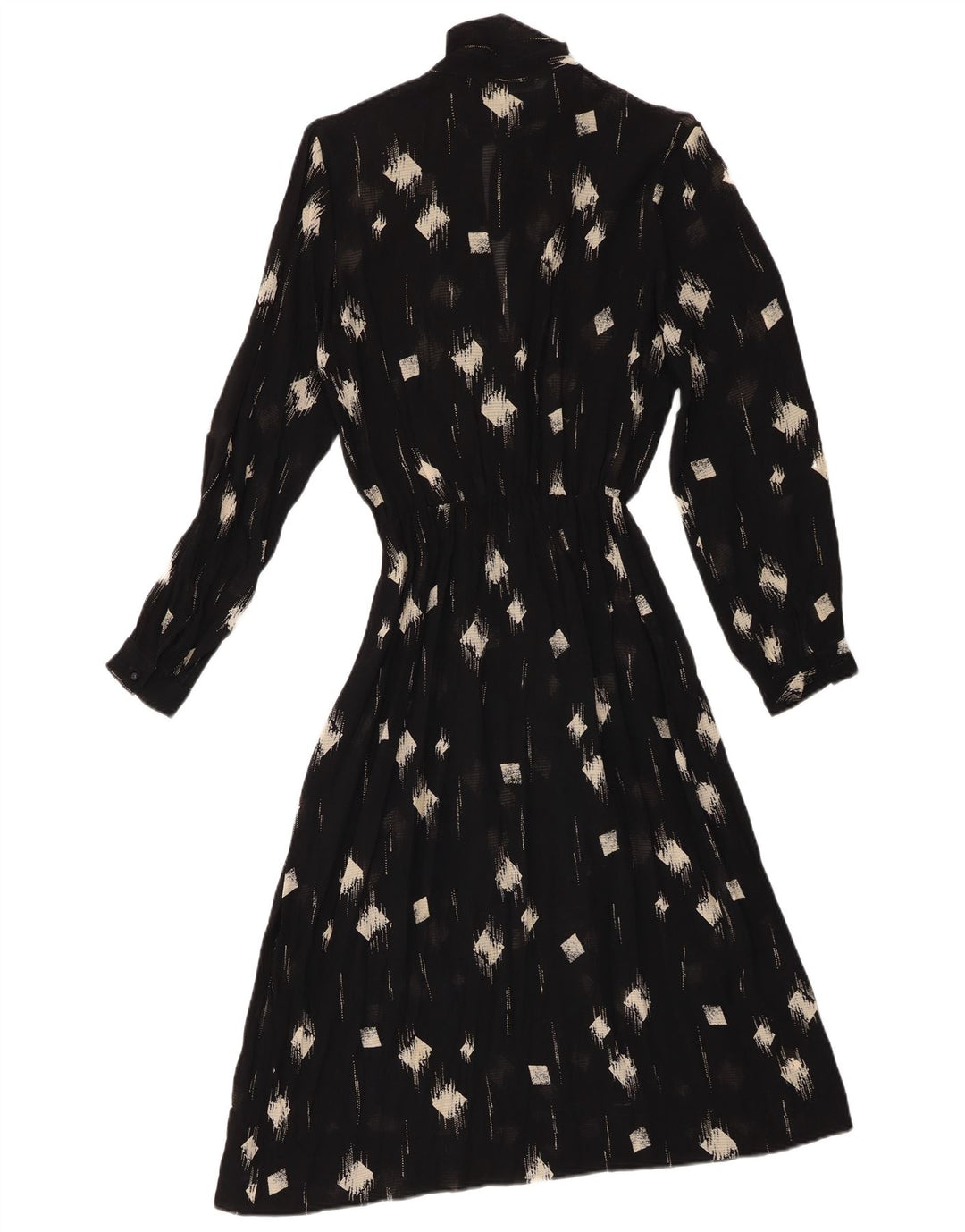 Vintage γυναικείο φόρεμα See Through Maxi IT 42 Medium Black Geometric