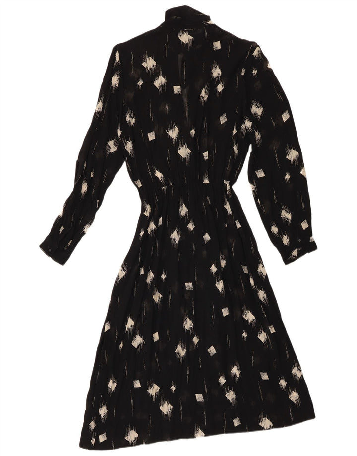 Vintage γυναικείο φόρεμα See Through Maxi IT 42 Medium Black Geometric