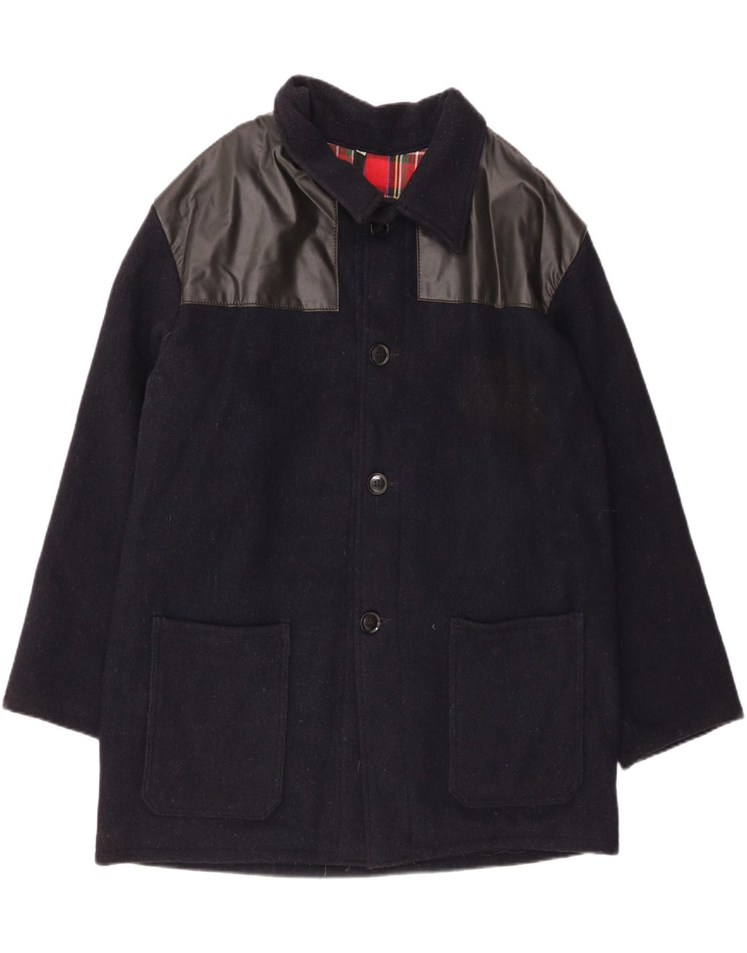 Ανδρικό πανωφόρι VINTAGE Loose Fit IT 44 XS Navy Blue Colorblock μαλλί