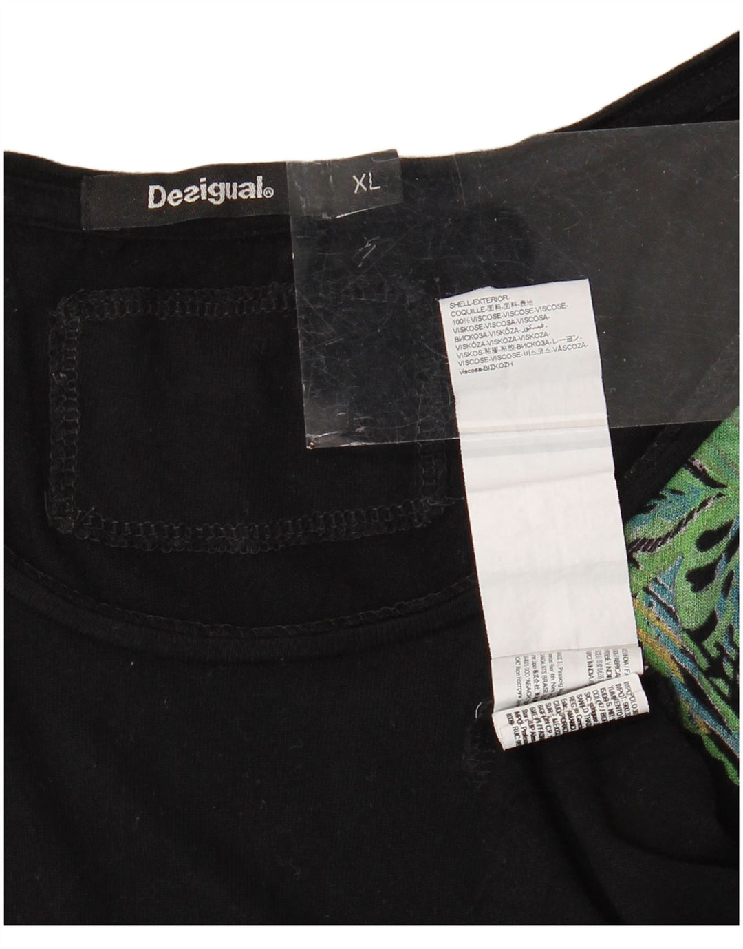DESIGUAL Γυναικείο αμάνικο ασύμμετρο τοπ UK 18 XL μαύρο φλοράλ
