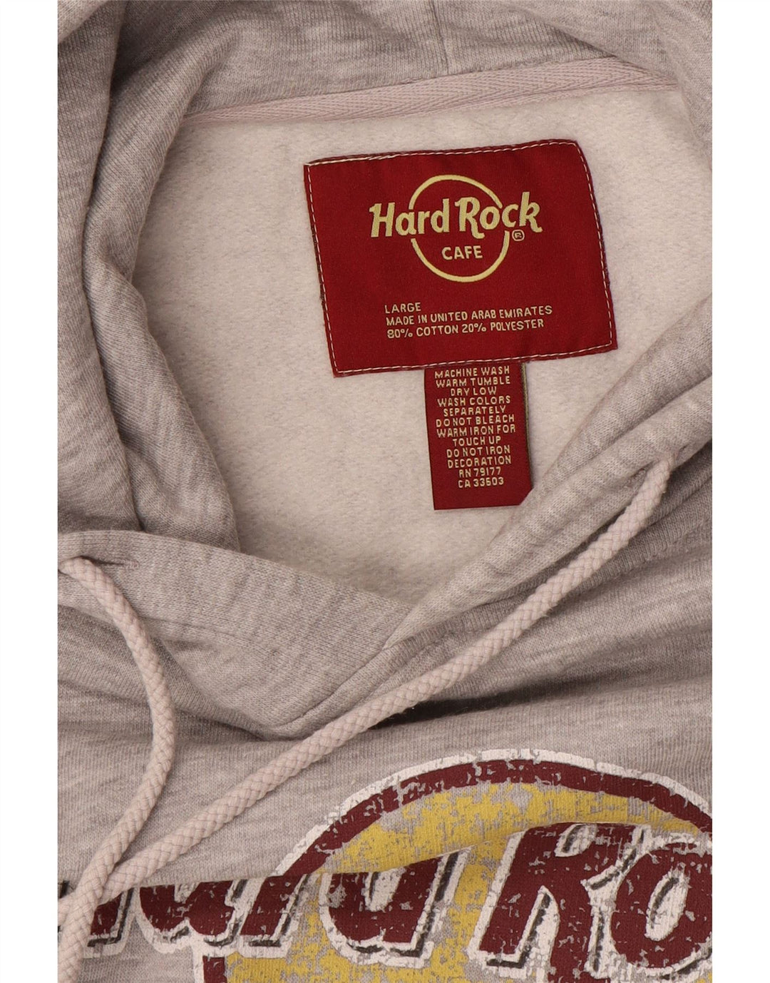 Hard Rock Cafe Mens Amsterdam Graphic Hoodie Jumper Large Grey Polyester