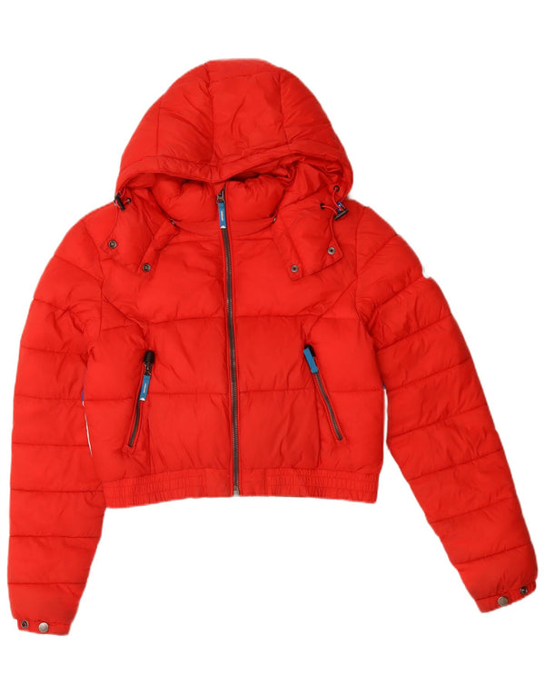 Γυναικείο μπουφάν με κουκούλα SUPERDRY UK 10 Small Red Colourblock