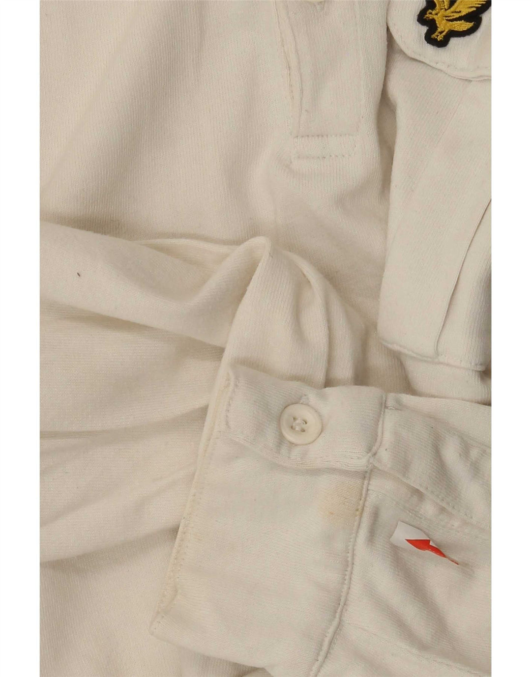 Ανδρικό μακρυμάνικο μπλουζάκι πόλο Lyle & Scott, κανονικό, βαμβακερό σε μεσαίο ανοιχτό λευκό