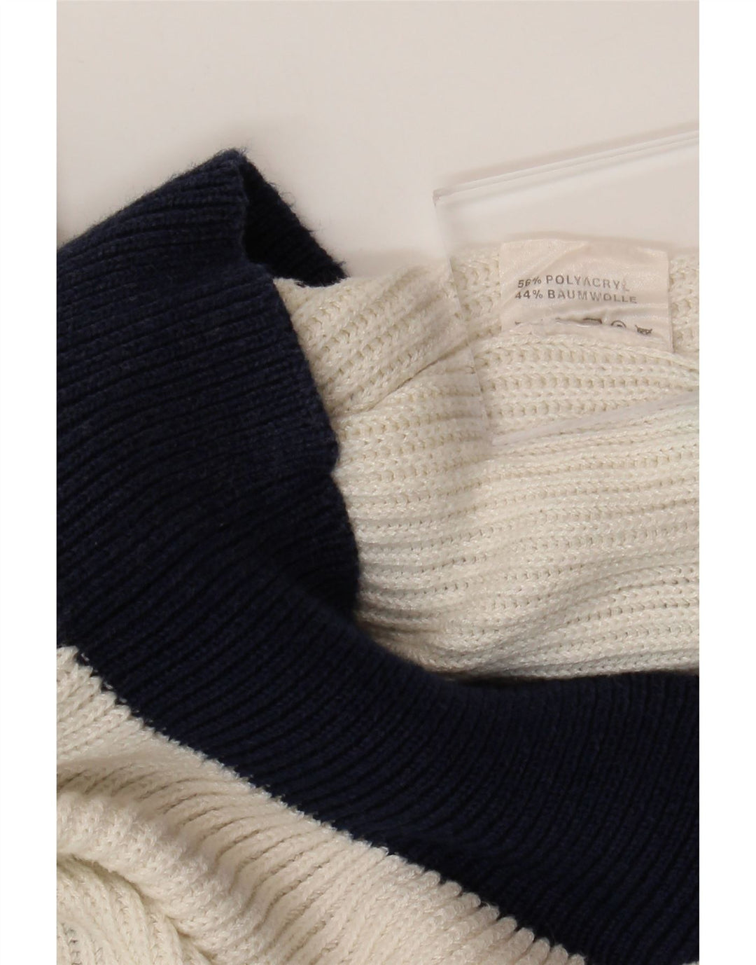 Γυναικείο πουλόβερ με λαιμόκοψη Vintage UK 16 Large White Colourblock