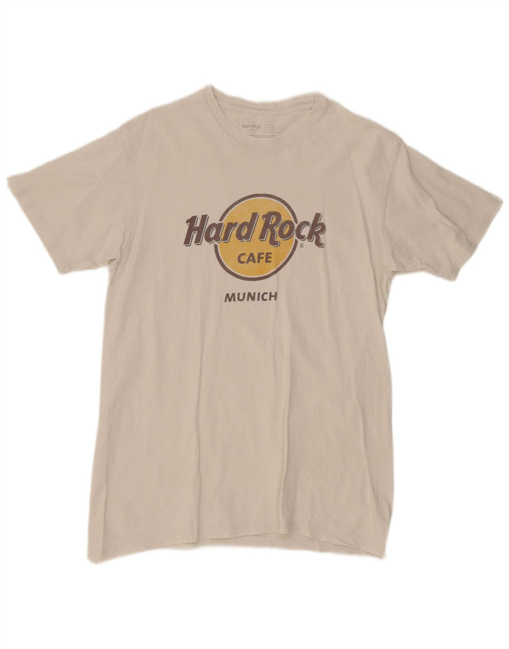 Γραφικό T-Shirt Hard Rock Cafe Ανδρικό Μόναχο Μπλουζάκι μεσαίο λευκό βαμβακερό