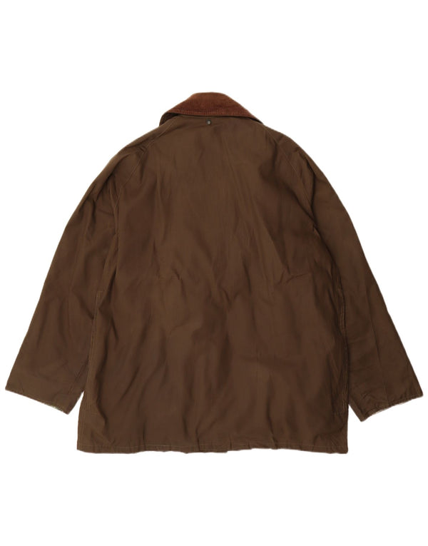 Vintage Ανδρικό Loose Fit κερωμένο βαμβακερό μπουφάν UK 36 Small Khaki Polyester