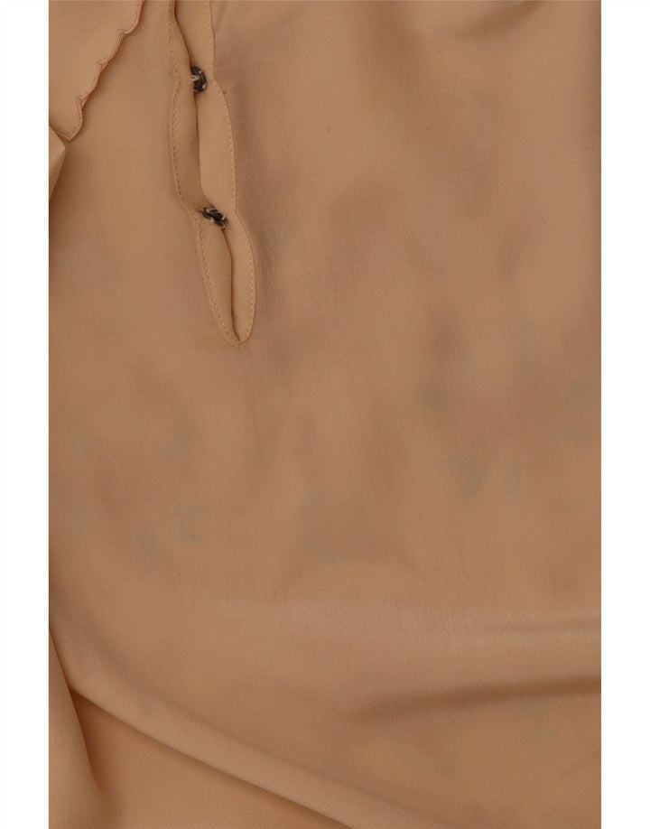 VINTAGE Γυναικείο μακρυμάνικο πουκάμισο μπλούζα EU 36 Small Beige Floral Silk