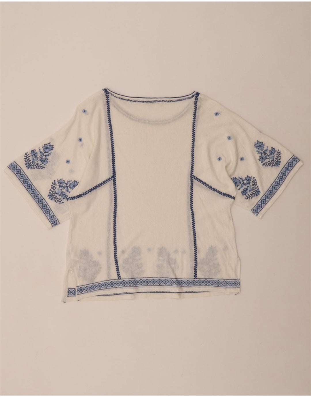 Γυναικεία μπλούζα MONSOON Top UK 16 Large Off White Floral Λευκά είδη