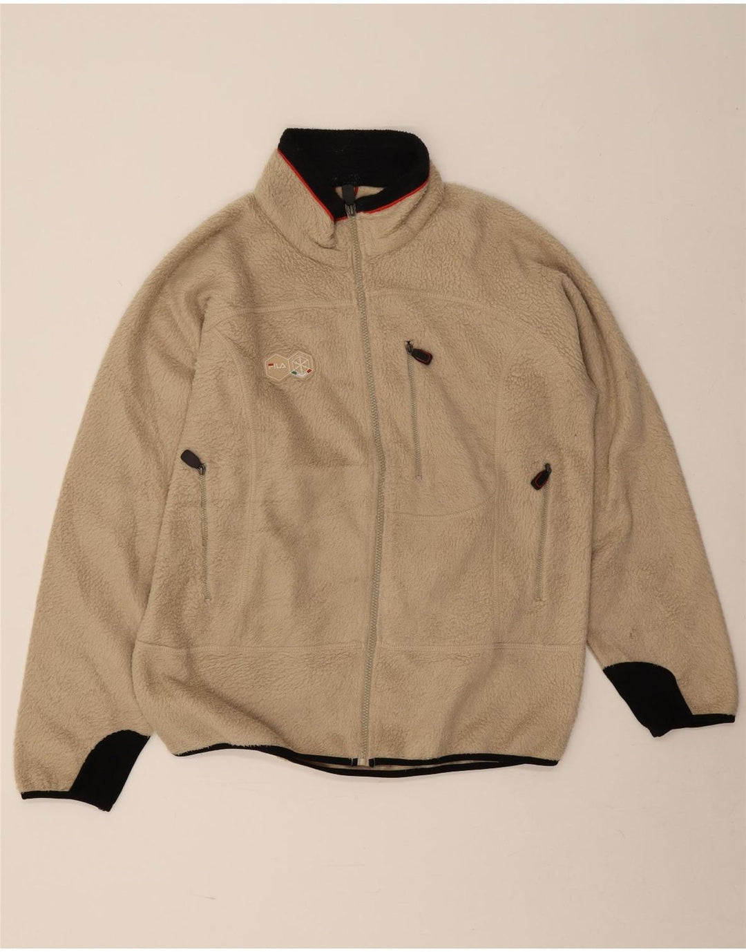 Fila Ανδρικό Fleece Jacket UK 40 Large Beige Colourblock Polyester