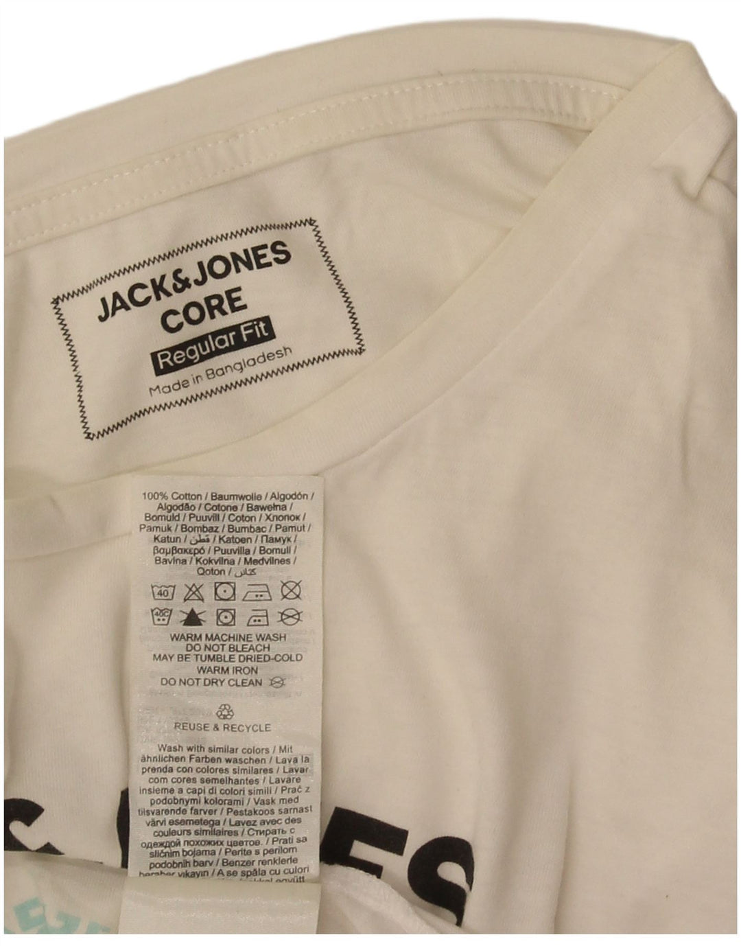 Jack & Jones Ανδρικό T-Shirt με κανονική εφαρμογή γραφικό μπλουζάκι από μεσαίο λευκό βαμβάκι