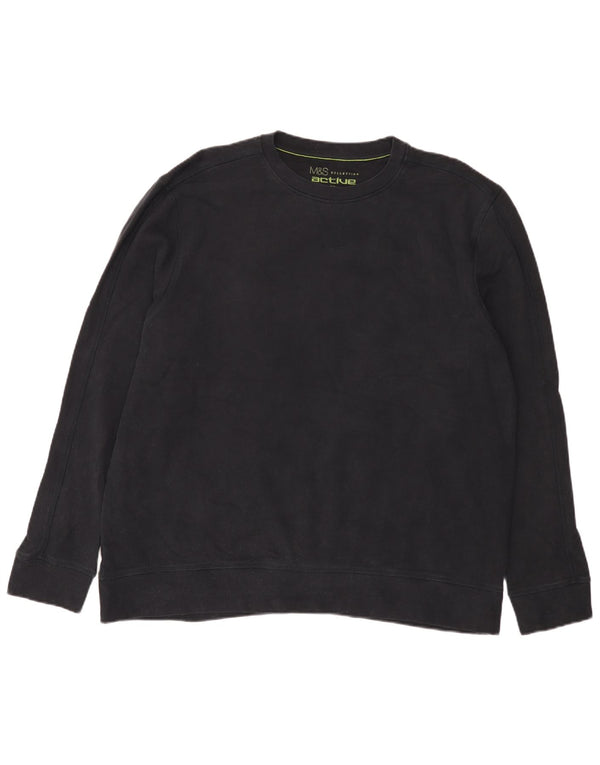 Marks & Spencer Ανδρικό φούτερ με κανονική εφαρμογή Jumper 2XL Navy Blue Cotton