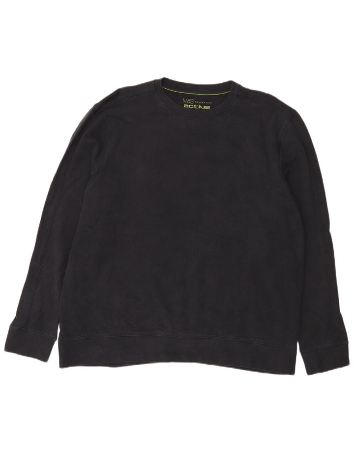 Marks & Spencer Ανδρικό φούτερ με κανονική εφαρμογή Jumper 2XL Navy Blue Cotton