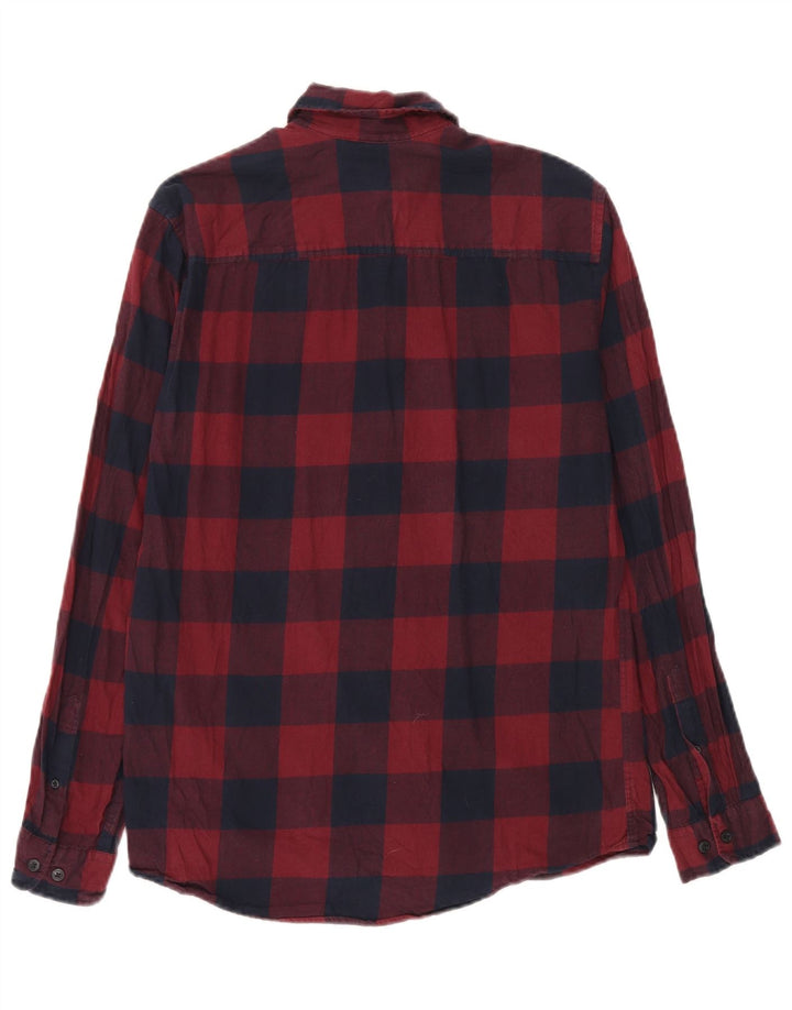 Jack & Jones Ανδρικό πουκάμισο με κανονική εφαρμογή φανελένιο μεσαίο κόκκινο βαμβακερό Gingham