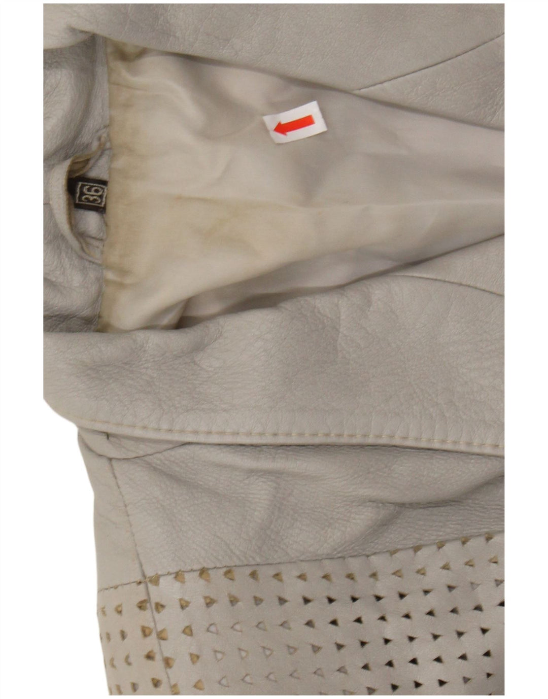 GABRIELLA BENELLI Γυναικείο μπουφάν υπερμεγέθη EU 36 Small Grey Leather