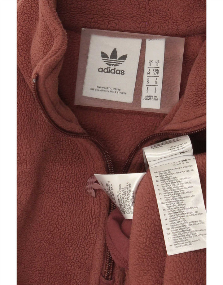 Ανδρικό γραφικό φερμουάρ Adidas με λαιμόκοψη από φλις μικρό καφέ πολυεστέρα