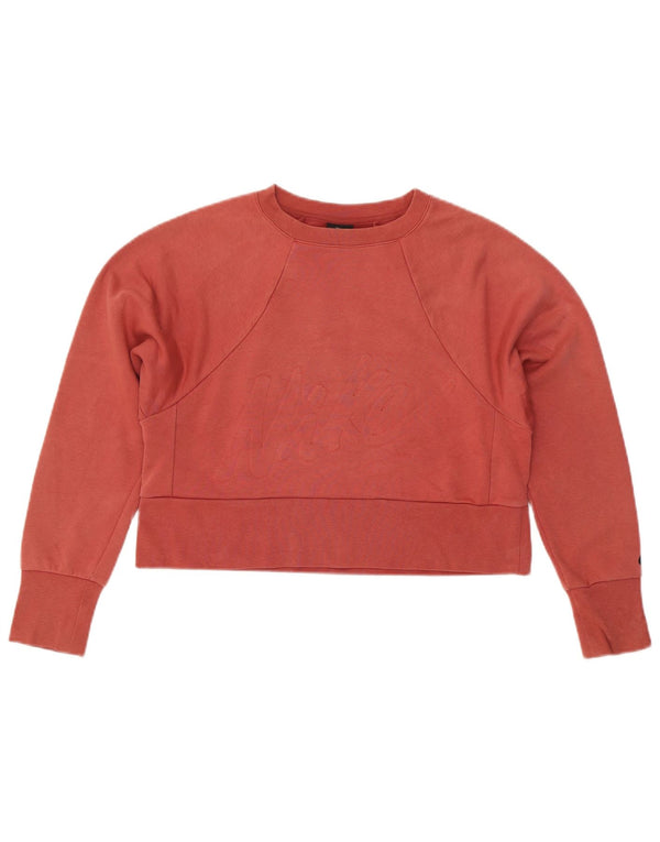 Γυναικεία NIKE Dri Fit Oversized γραφικό φούτερ Jumper UK 6 XS Red Cotton
