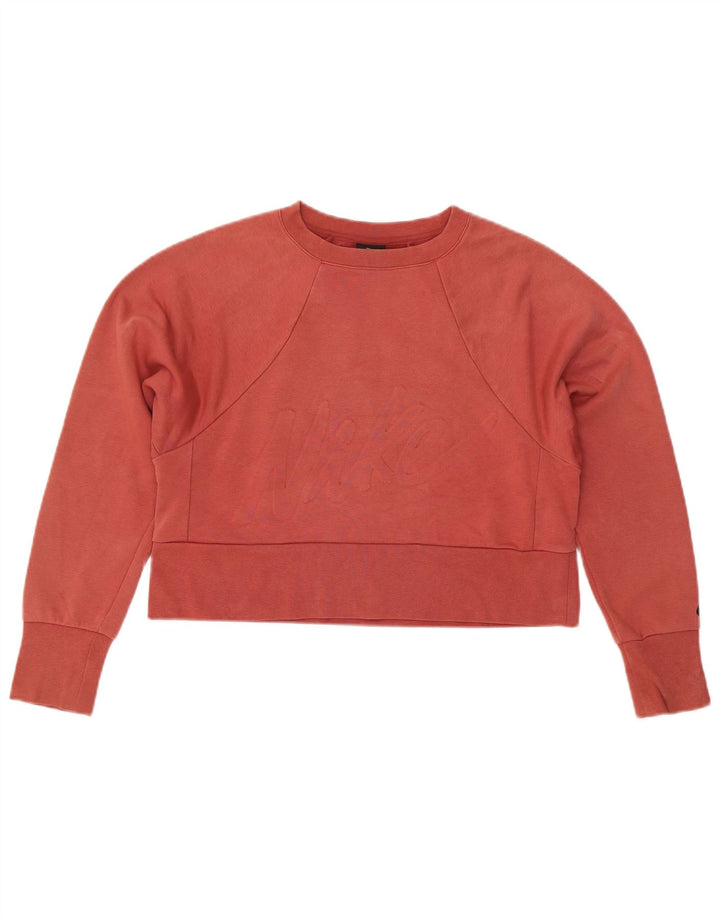 Γυναικεία NIKE Dri Fit Oversized γραφικό φούτερ Jumper UK 6 XS Red Cotton
