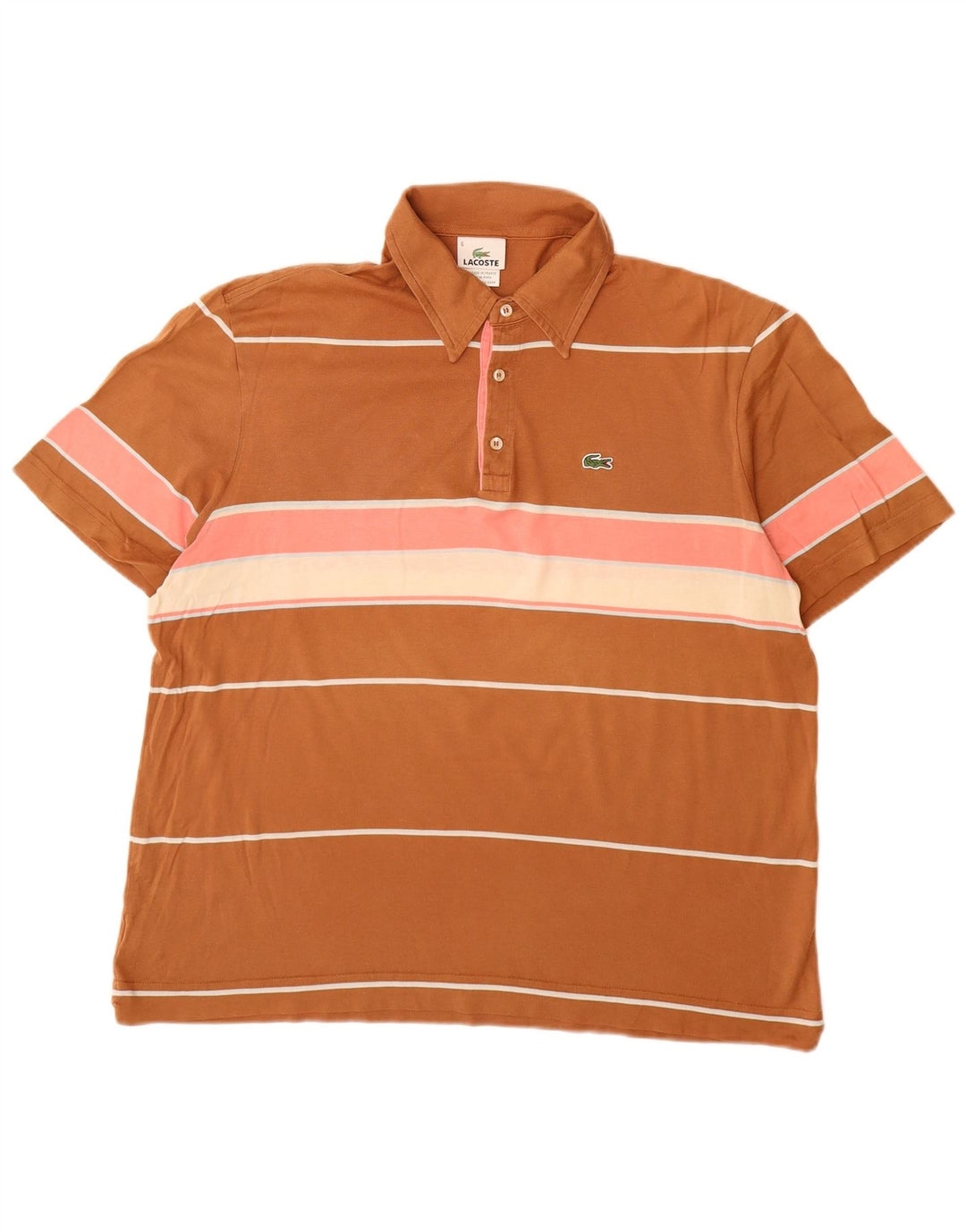 Ανδρικό μπλουζάκι πόλο Lacoste 6 XL Καφέ βαμβακερό ριγέ