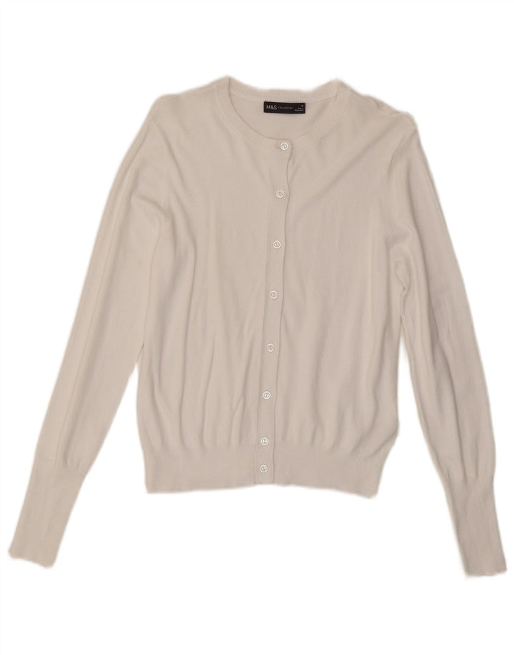 Marks & Spencer Γυναικεία ζακέτα πουλόβερ UK 10 Small White Viscose