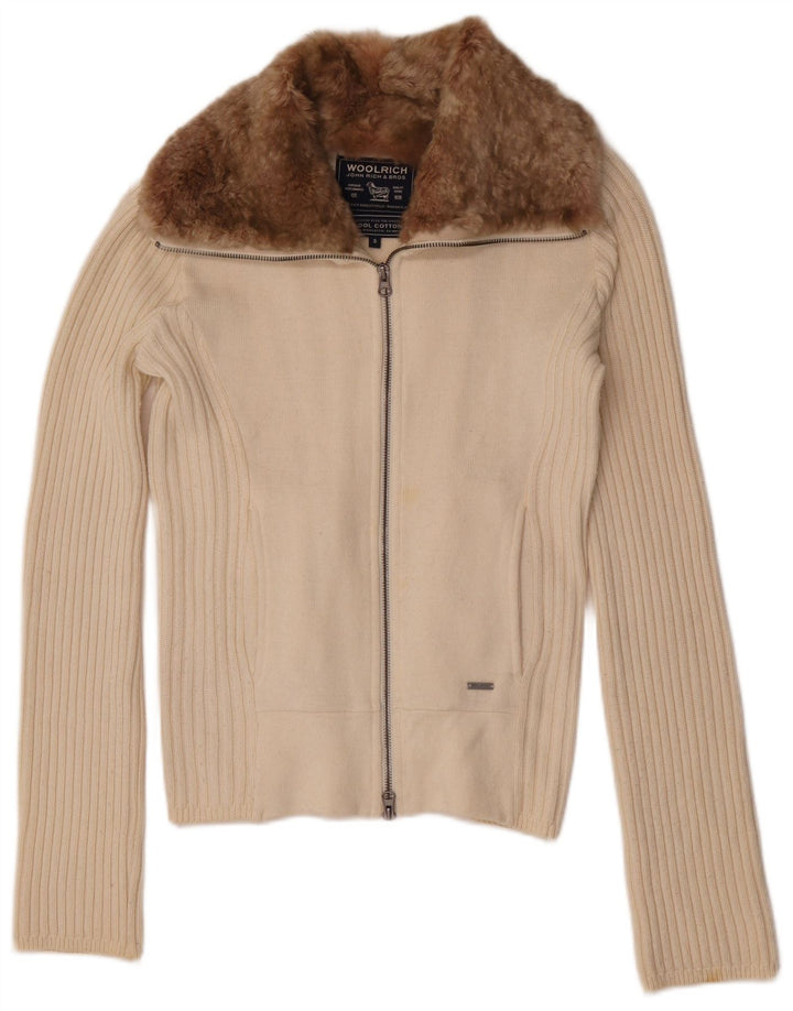 Woolrich Γυναικεία Ζακέτα UK 10 Small Off White Βαμβακερό